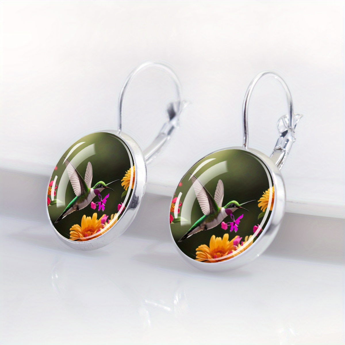 Rustic-Style Hummingbird Theme Earrings